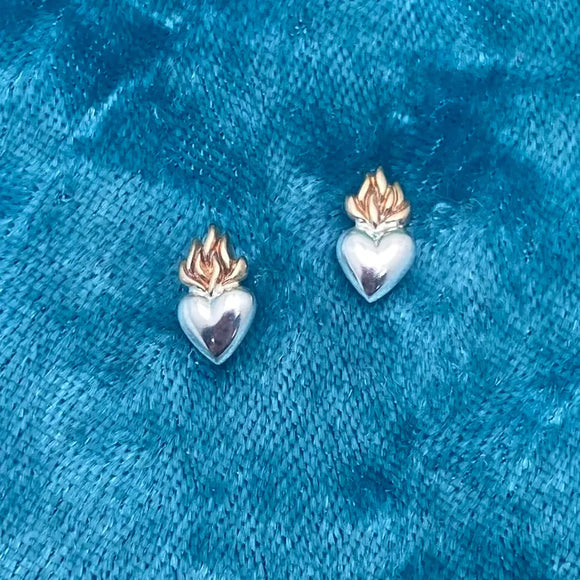 Flaming Hearts Stud Earring Silver - Elizabeth Jewelry