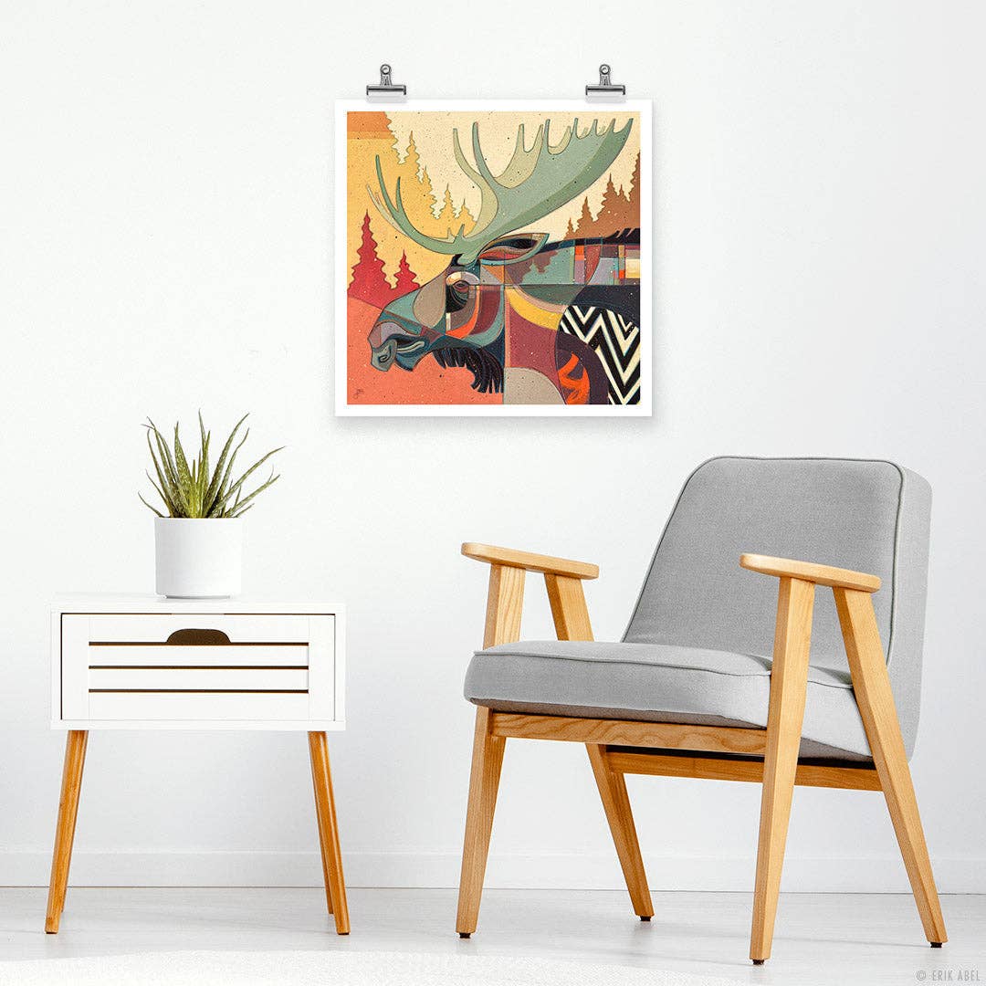 The Moose - WHLSL Print: Unframed / 12x12 / Bamboo Paper
