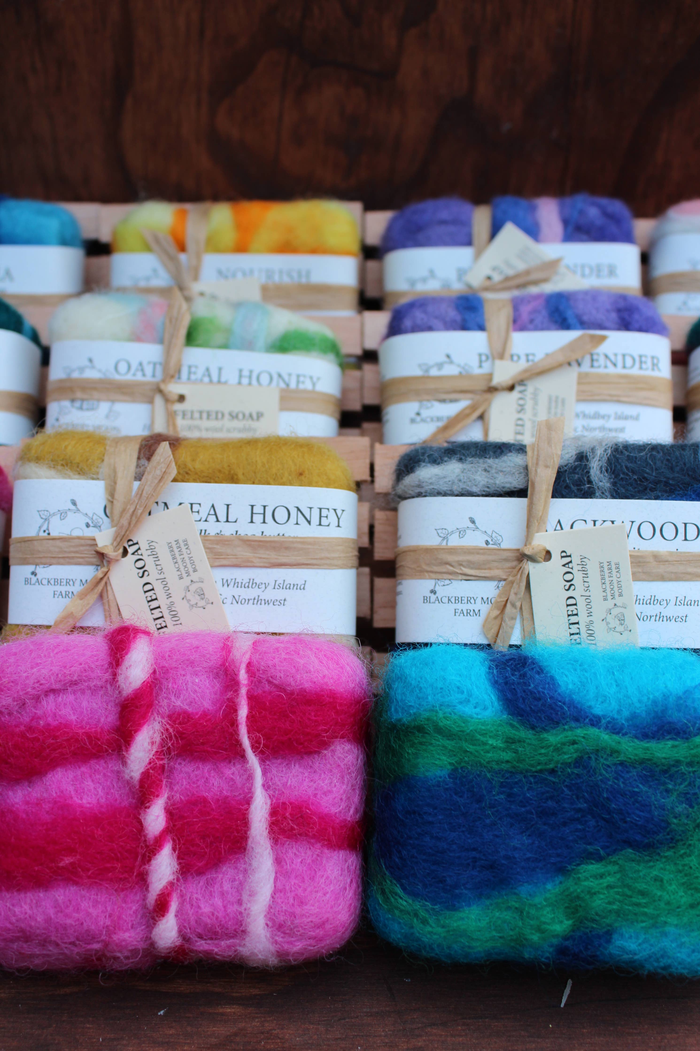 Felted Soap Set with Dish: Oatmeal Honey