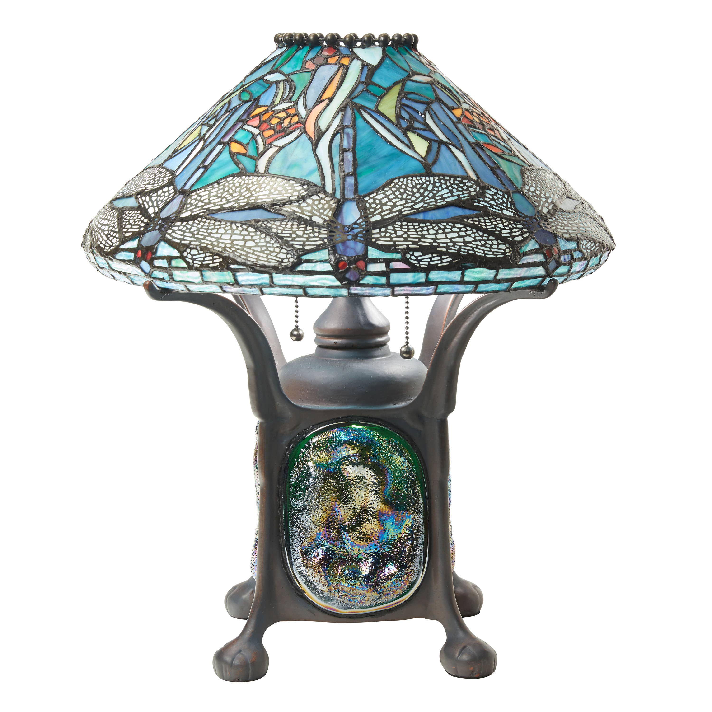 21.5"H Dragonfly Tiffany-Style Stained Glass Table Lamp
