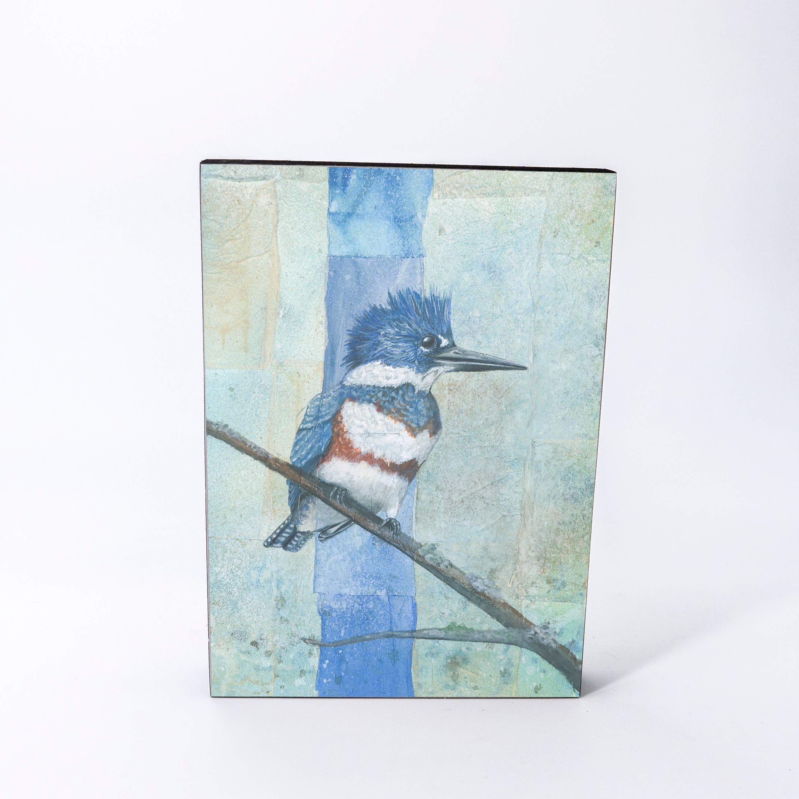 Belted Kingfisher Wood Panel Giclée Print
