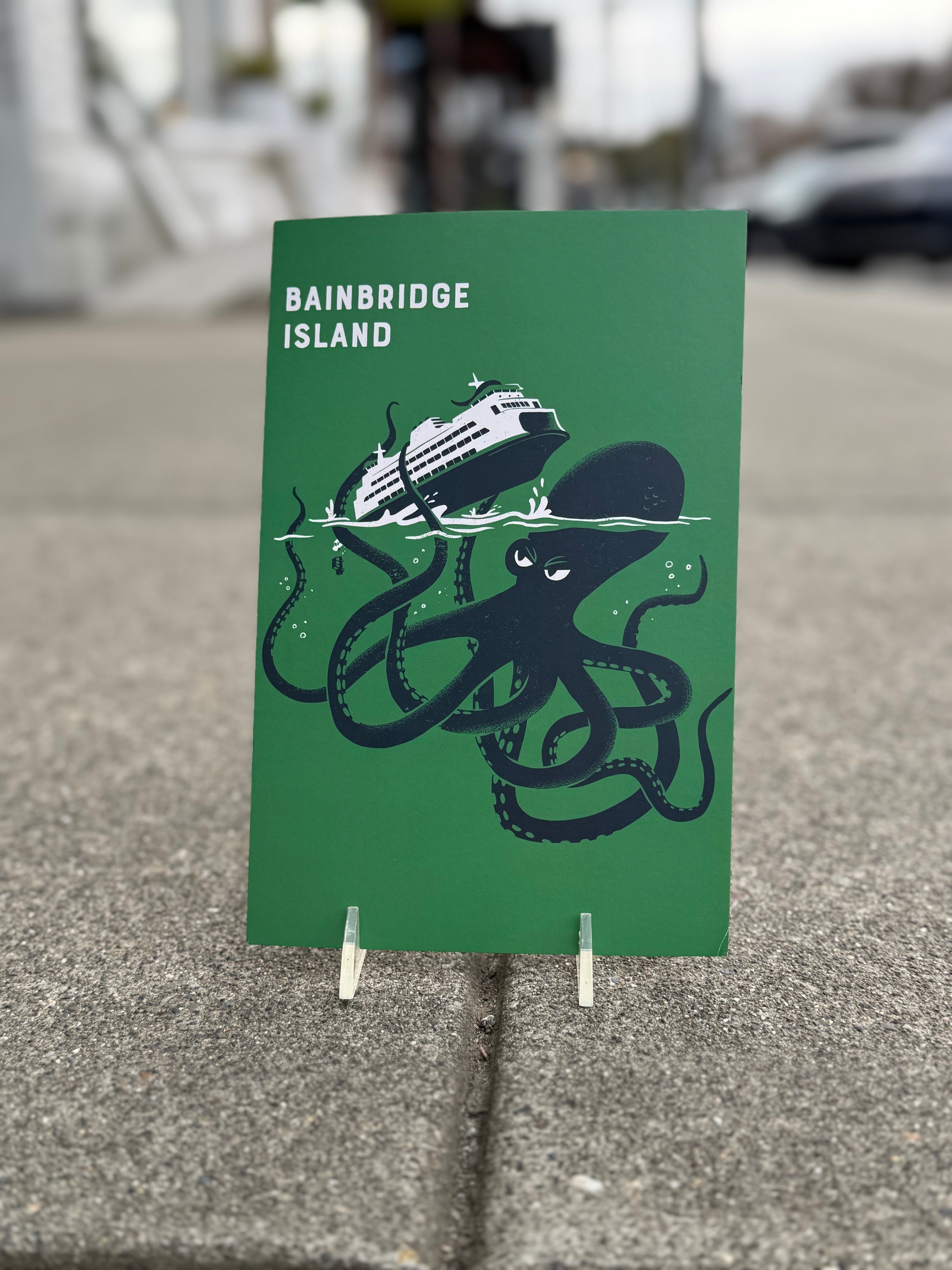 Bainbridge Island Kraken vs Ferry Boat Green Postcard