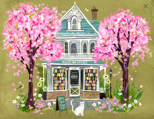 Cherry Blossom Book Shop | Art Print: 8 x 10
