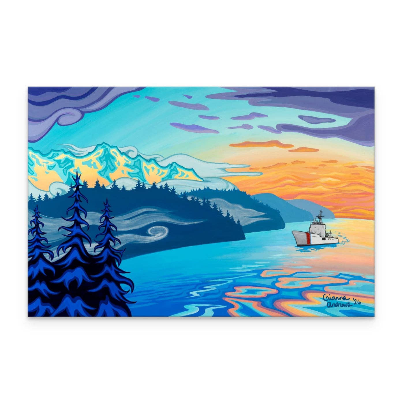 "Sunset Straits" Print: 12x8" / Unframed / Bamboo Paper