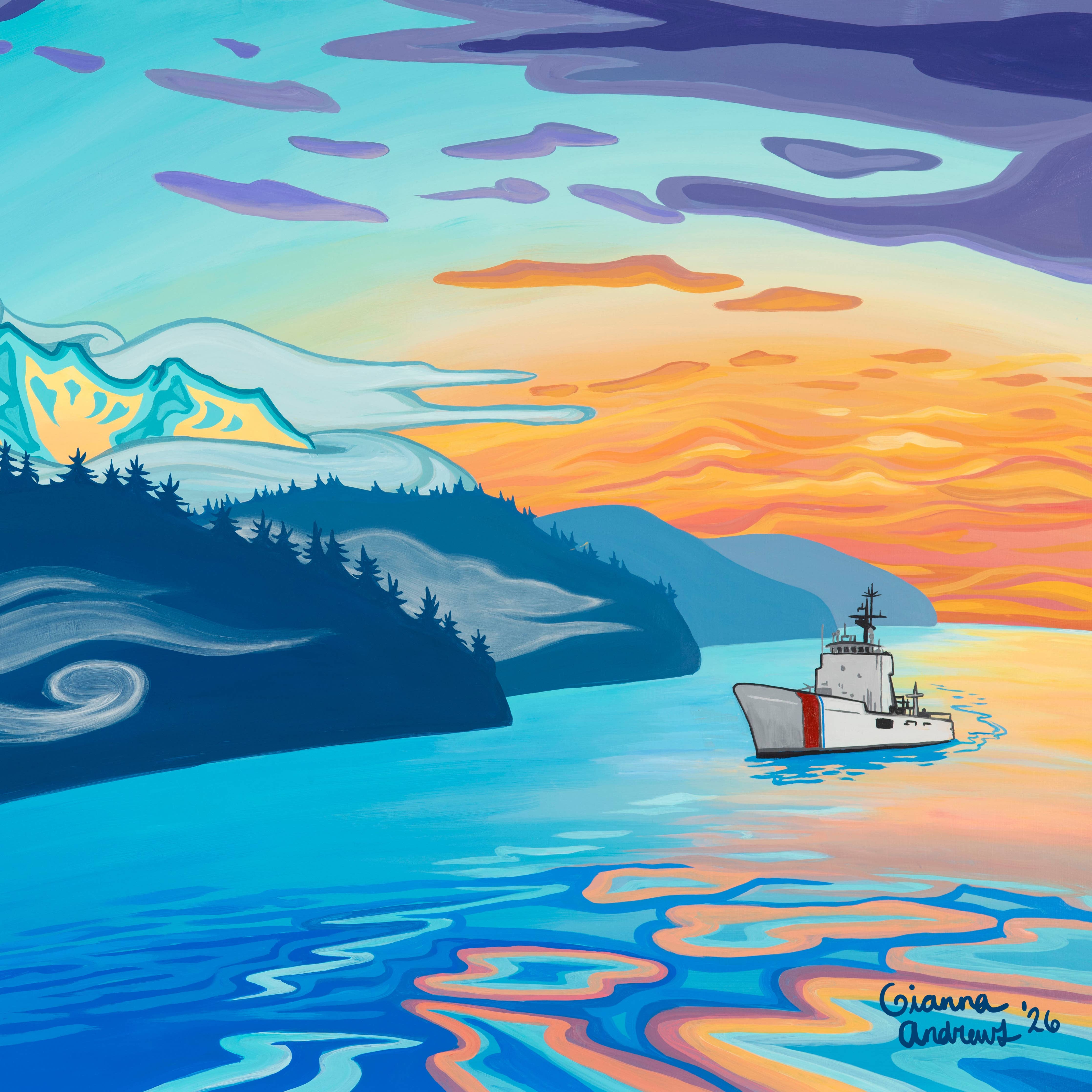 "Sunset Straits" Print: 12x8" / Unframed / Bamboo Paper