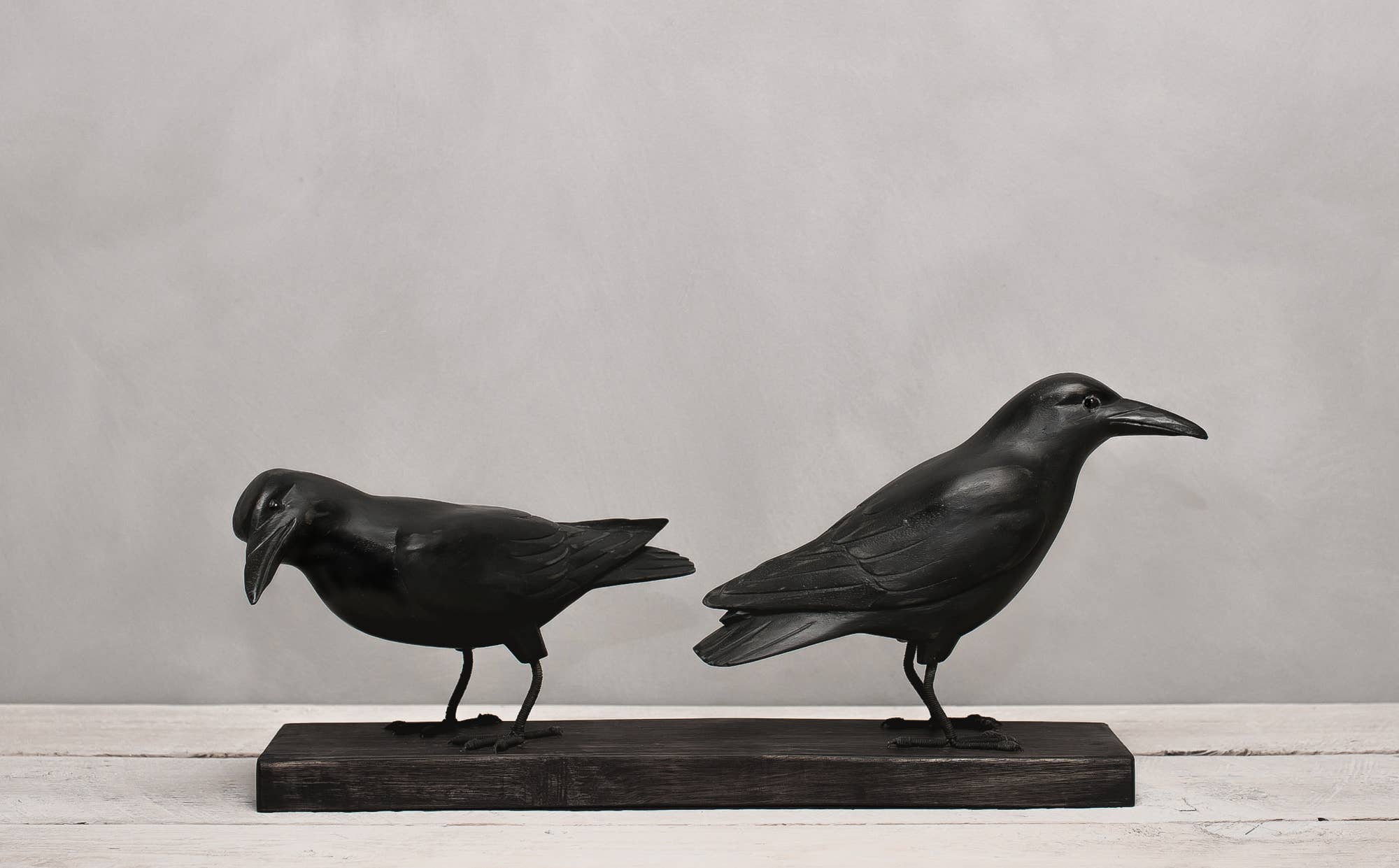 Crow | Hand Carved Wooden Sculpture | 9"H