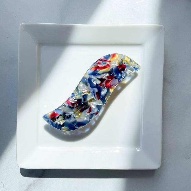 Wave Barrette in Stained Glass