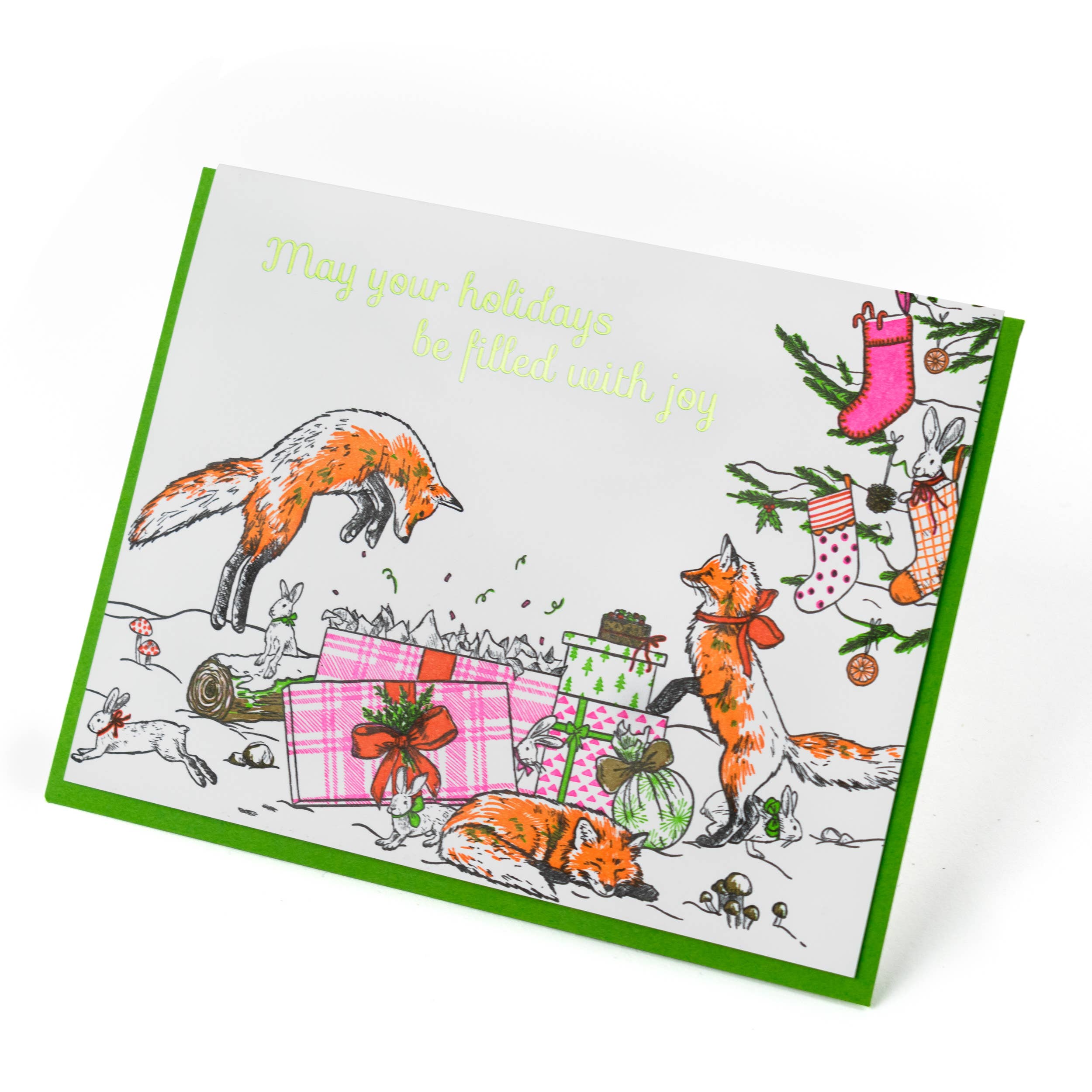 Foxes' Christmas Morning Card: Single Card