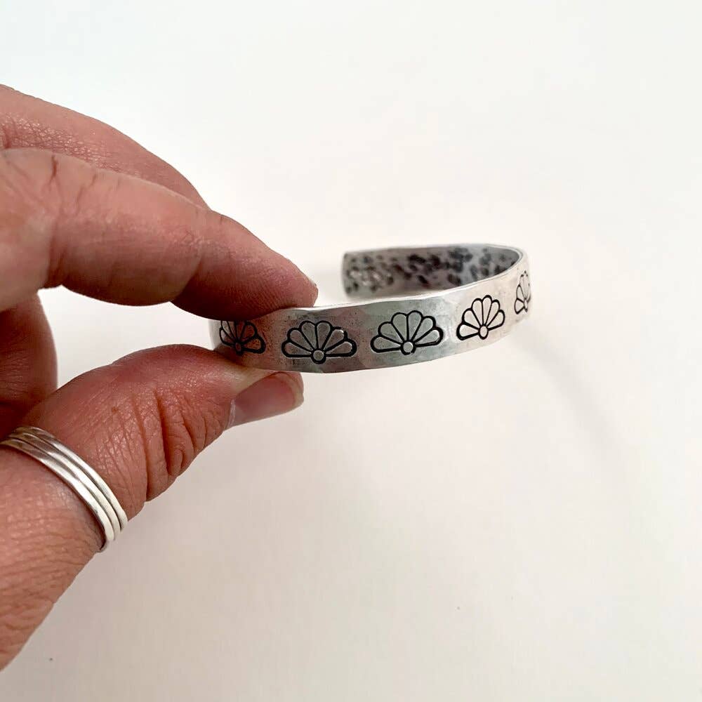 Handmade Flora Cuff: Silver Finish