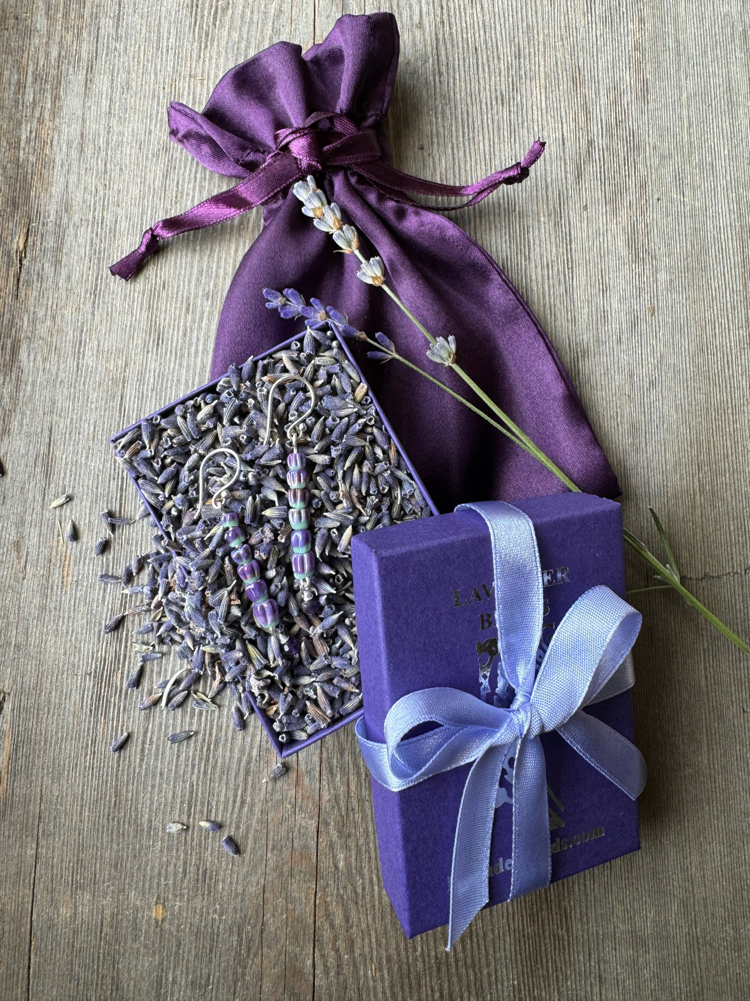 Lavender Glass Bead Earrrings
