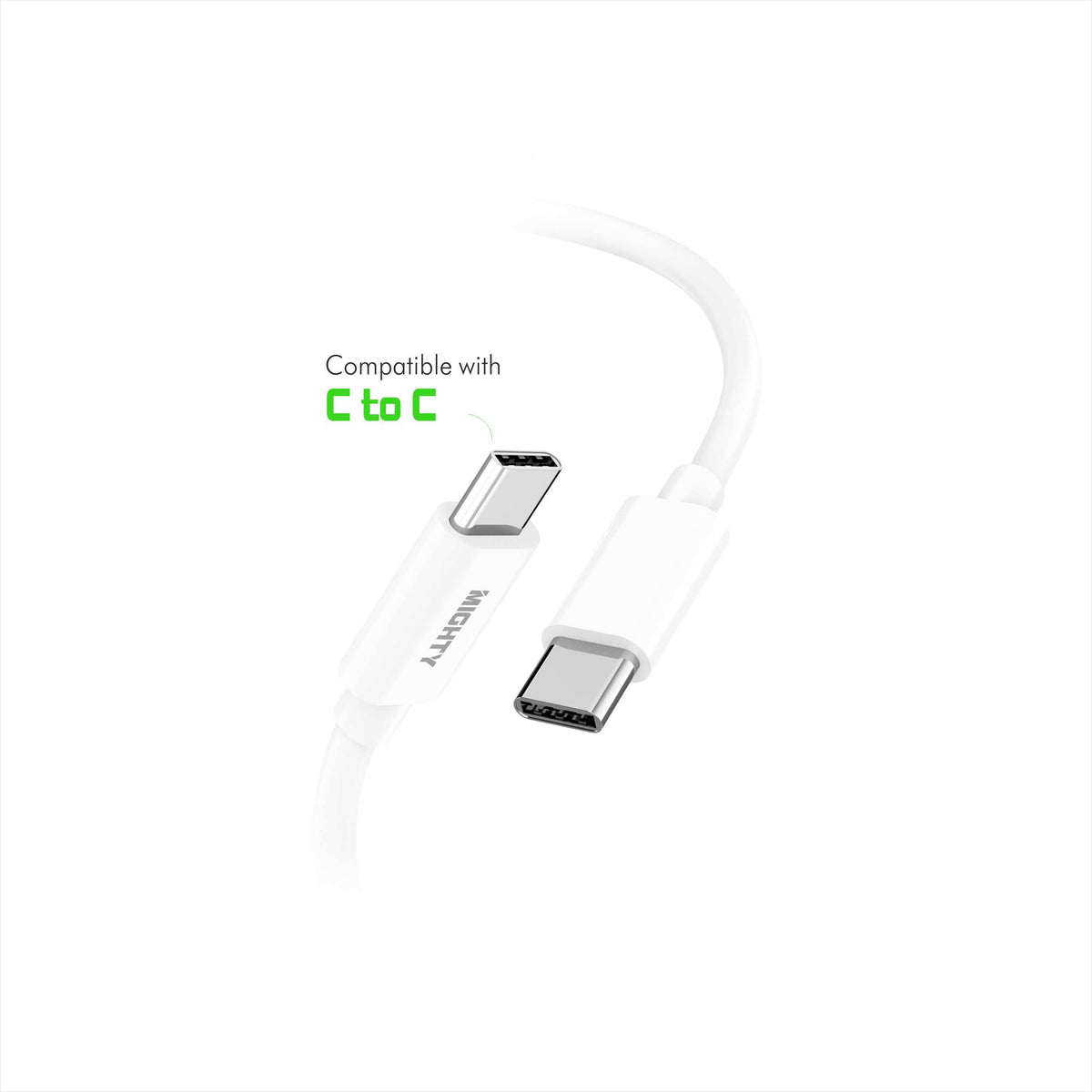 Mighty Fast Charging 5FT Type-C to Type-C Cable White MK15