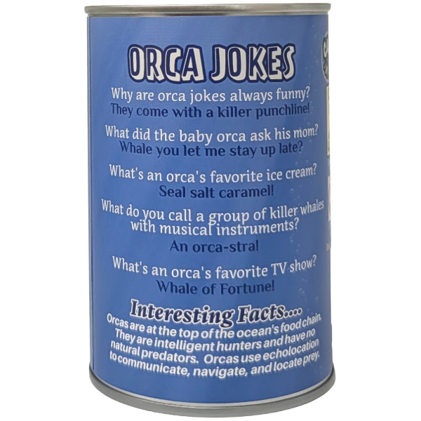 Finley the Canned Orca | Stuffed Animal Plush w/Jokes | Gift: Pop Top Lid