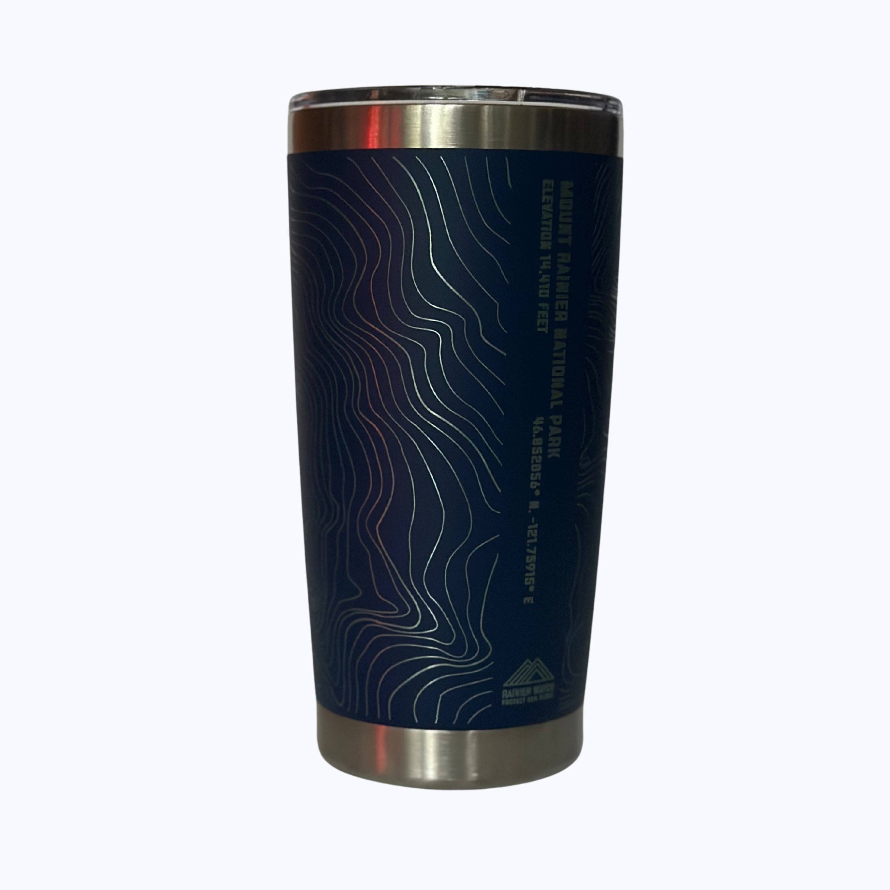 Mount Rainier National Park Topo Travel Coffee Tumbler (20oz) - Navy