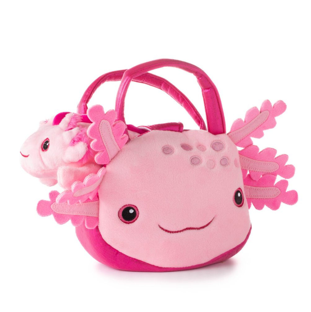 Pink Plush Animal Set with Purse -  Axolotl