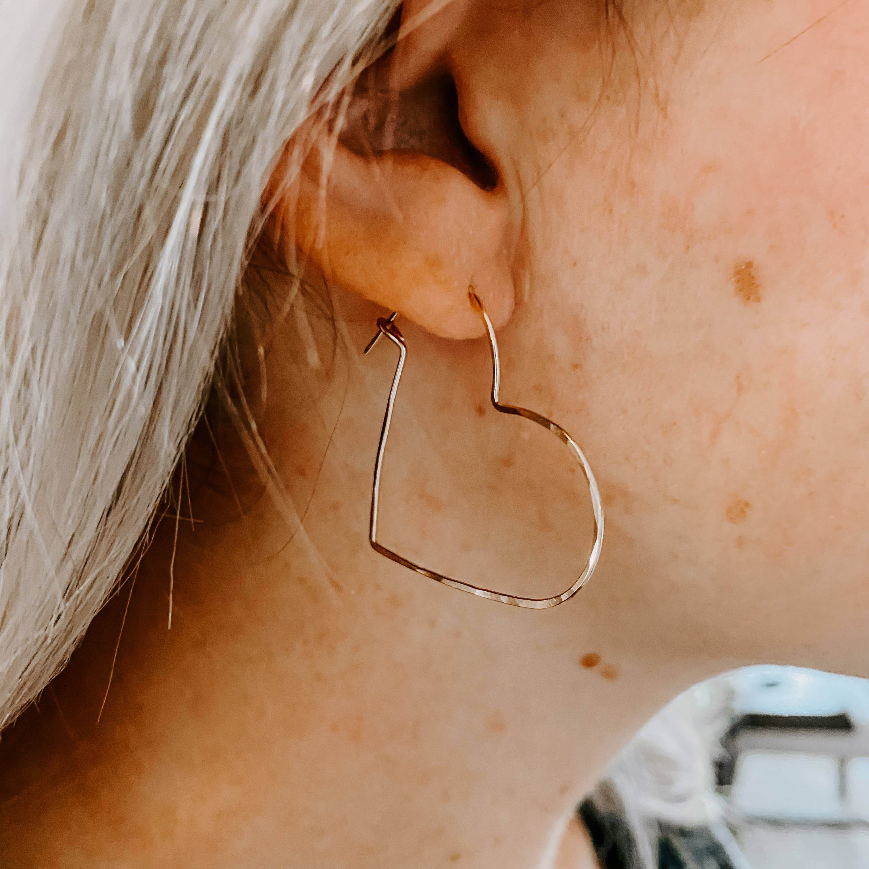 Mini Heart Shaped Threader Earrings: Sterling Sliver