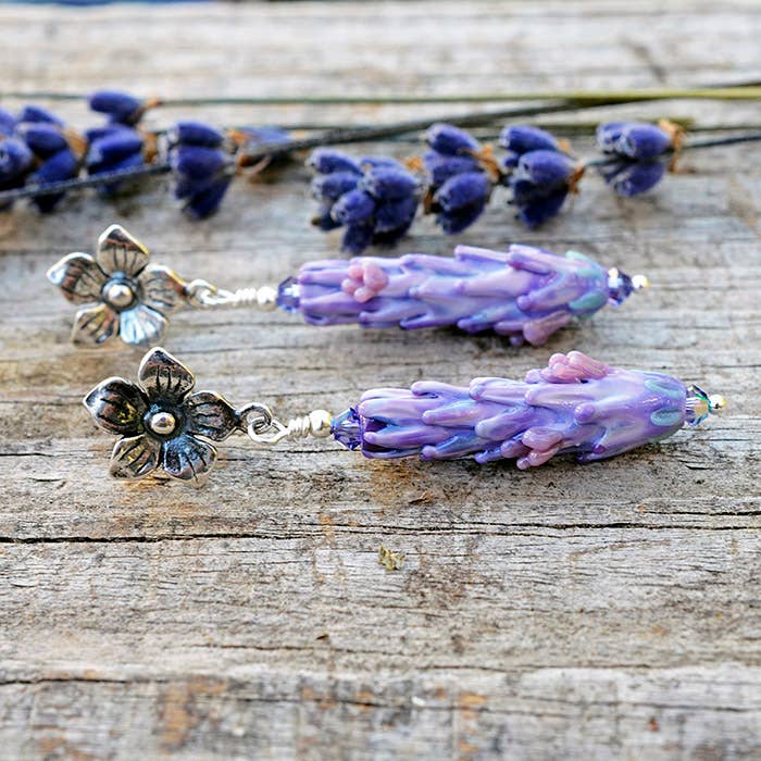 Blooming Lavender Glass Bead Earrings