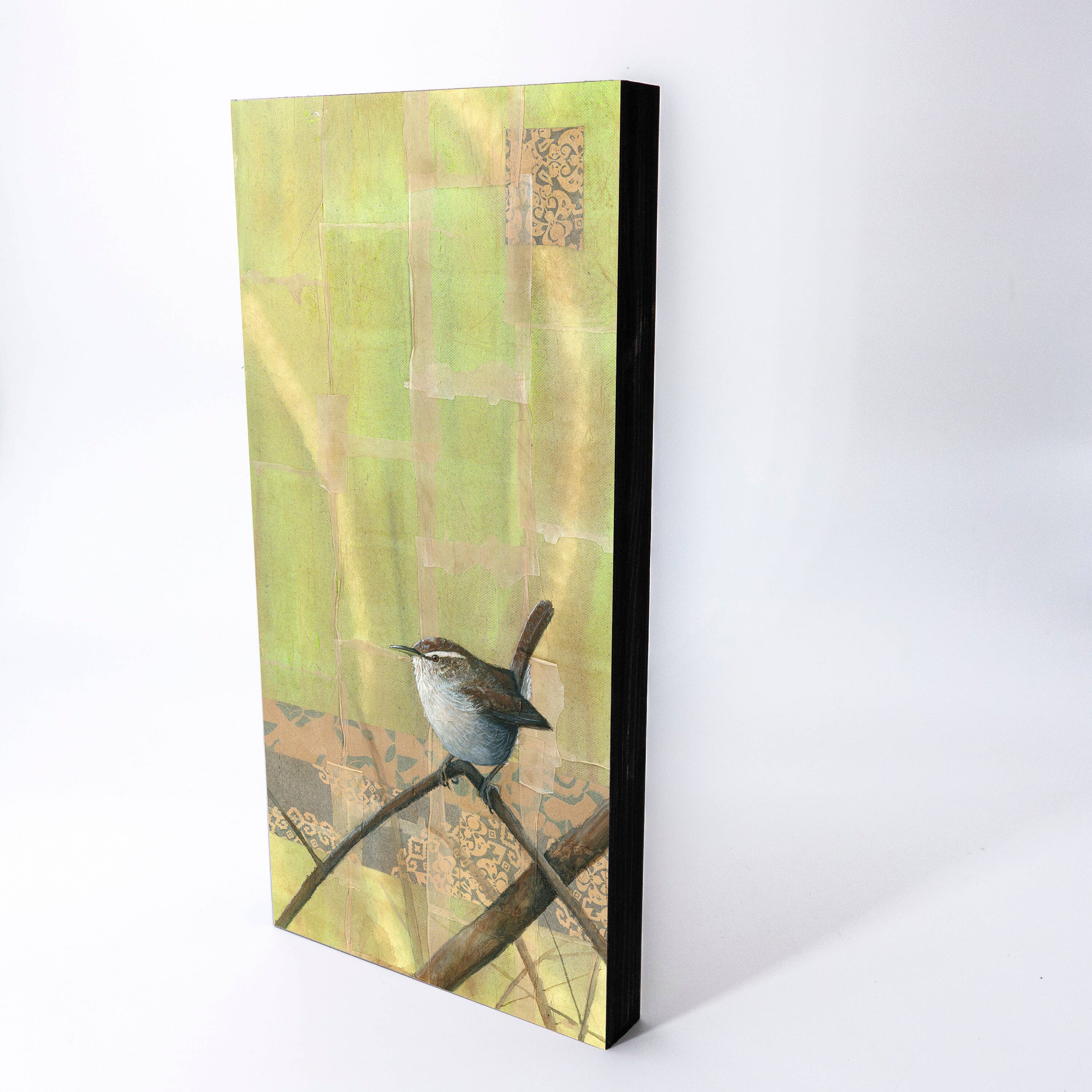 Bewick's Wren Wood Panel Giclée Print