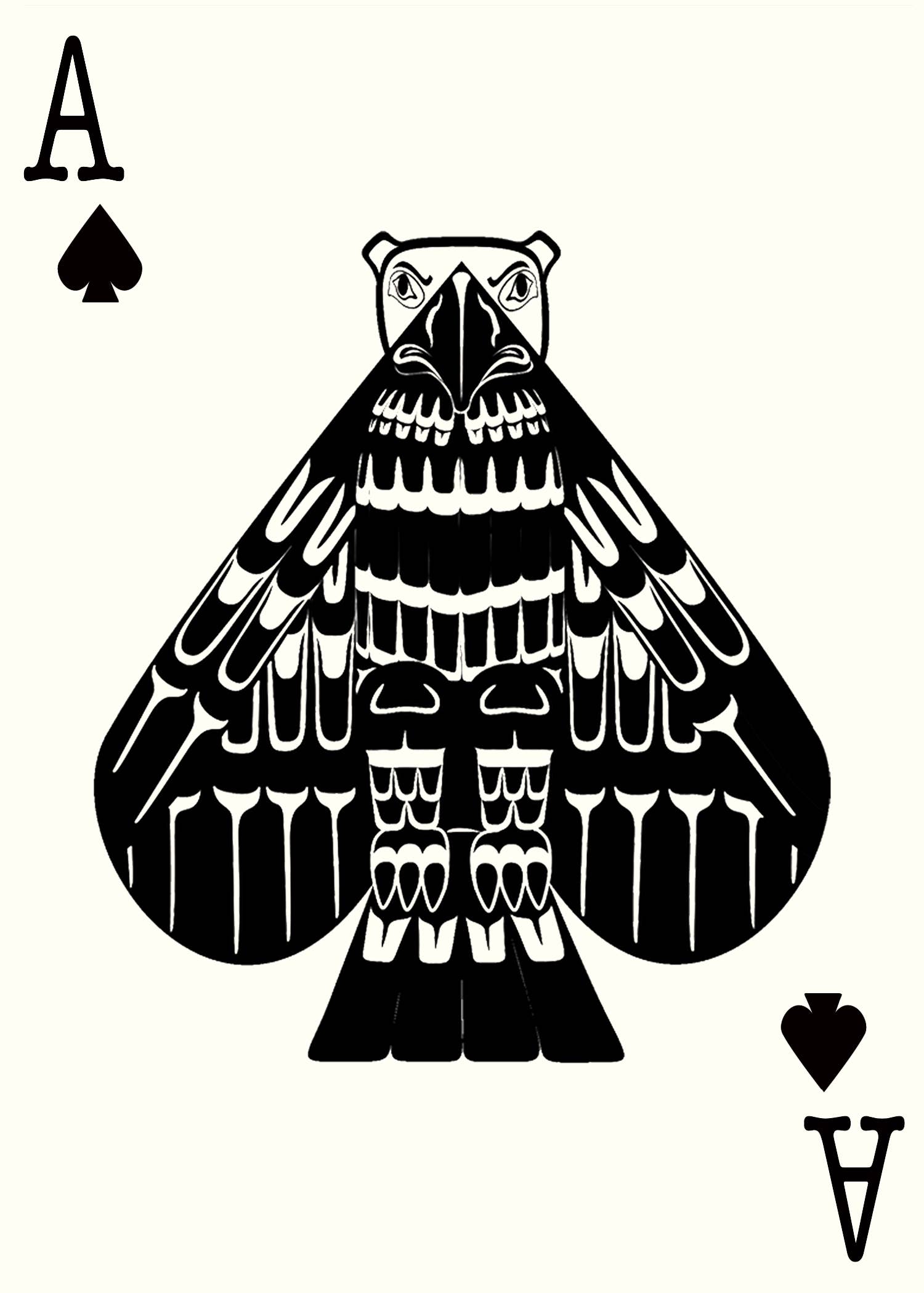 PNW Native Thunderbird Ace of Spade 5"x7" Letterpress Print