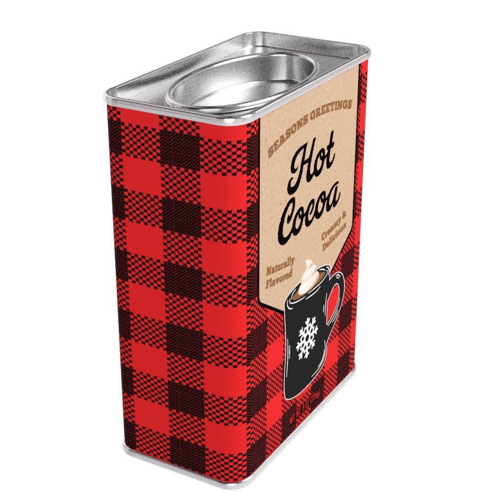 Season's Greetings Red Plaid Chocolate Hot Cocoa (8oz Tins)