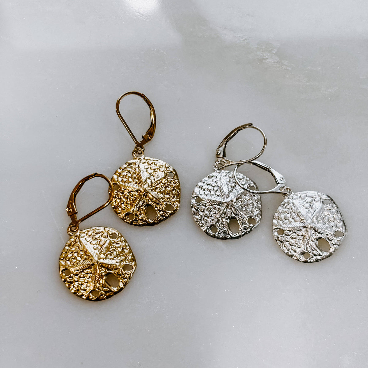 Beachcomers Sand Dollar Earrings: 14k Gold Fill
