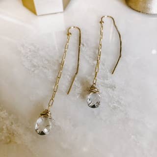 Paperclip Chain Green Amethyst Drops: 14k Gold Fill