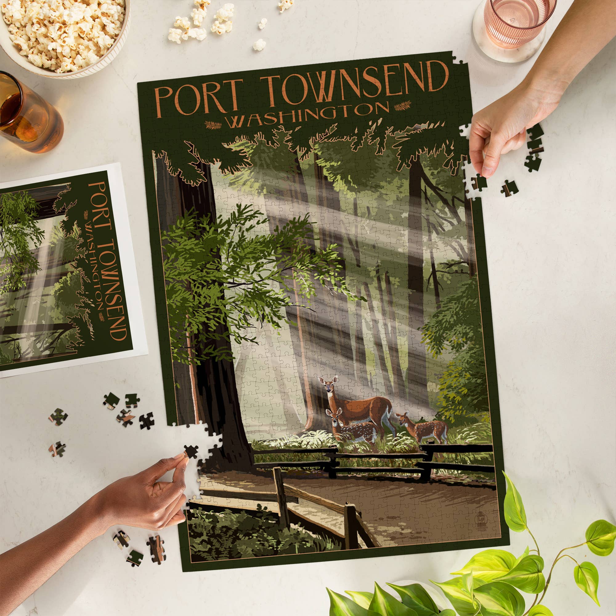 1000 PIECE PUZZLE Port Townsend, Washington, Deer and Fawns
