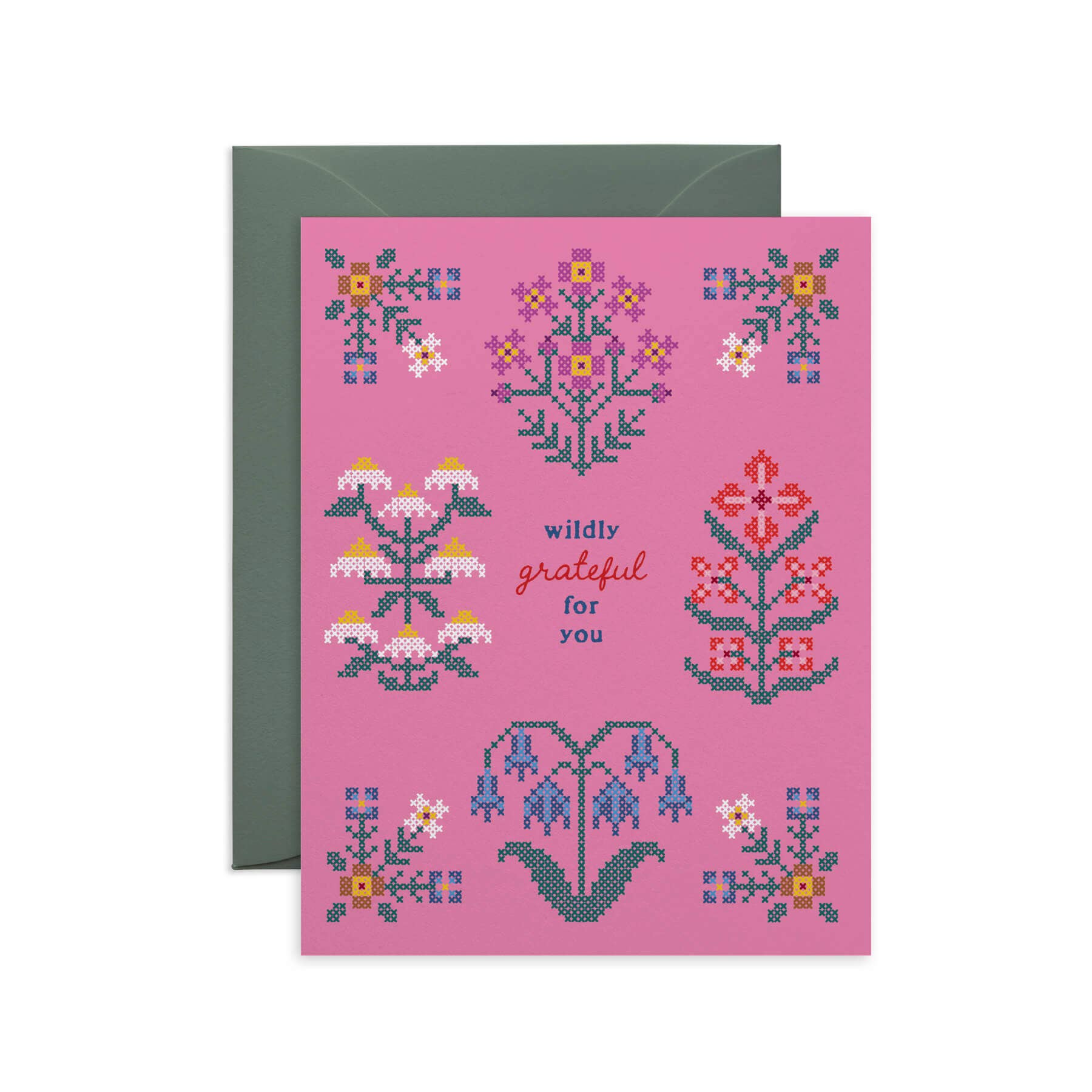 Garden Cross-Stitch Thank You Card