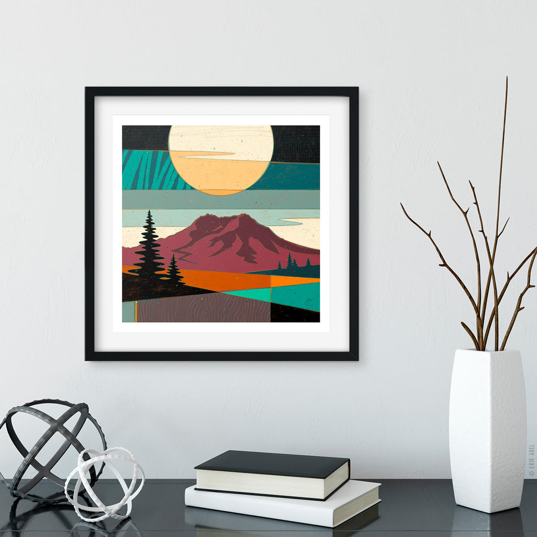 Pnwonderland St Helens -Chroma Block Matte Black Frame (12"x12")