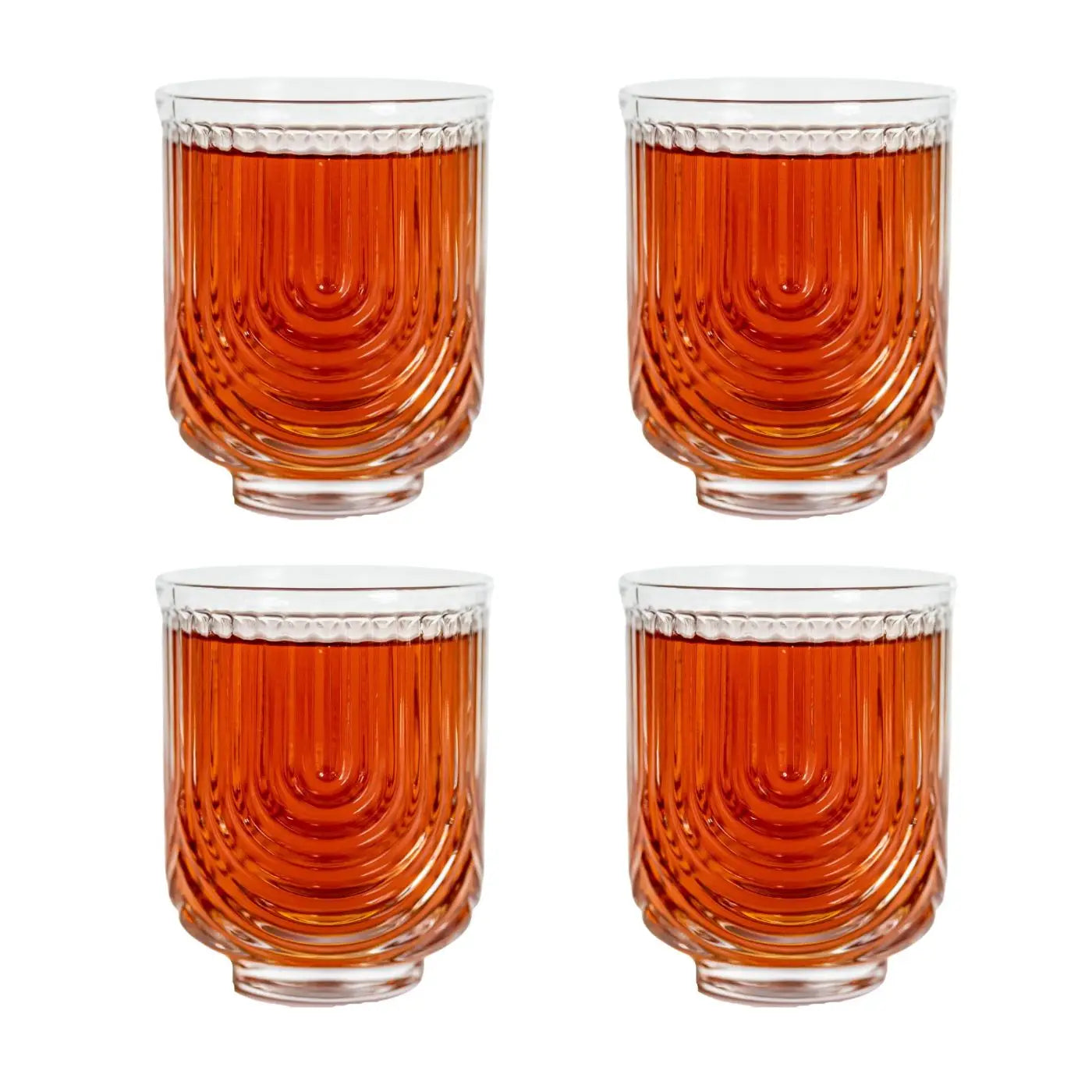Art Deco Cocktail Glasses - Lowball Ribbed Wave Glasses