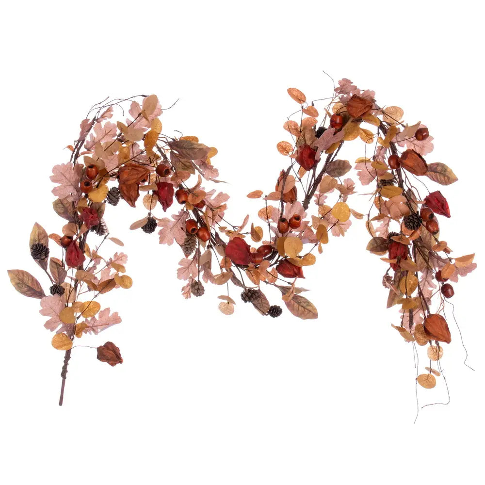 5' Autumn Orange Assorted Leaf Garland