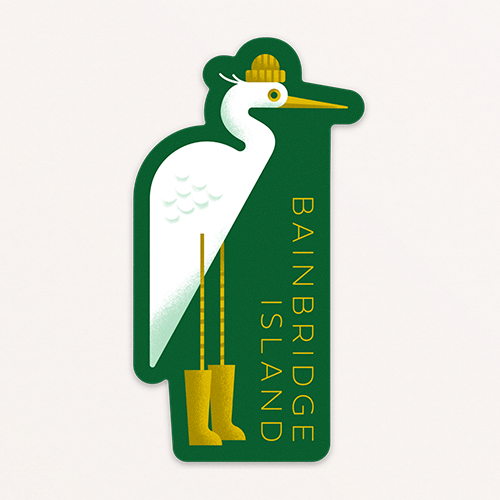 Bainbridge Island Hipster Heron Sticker
