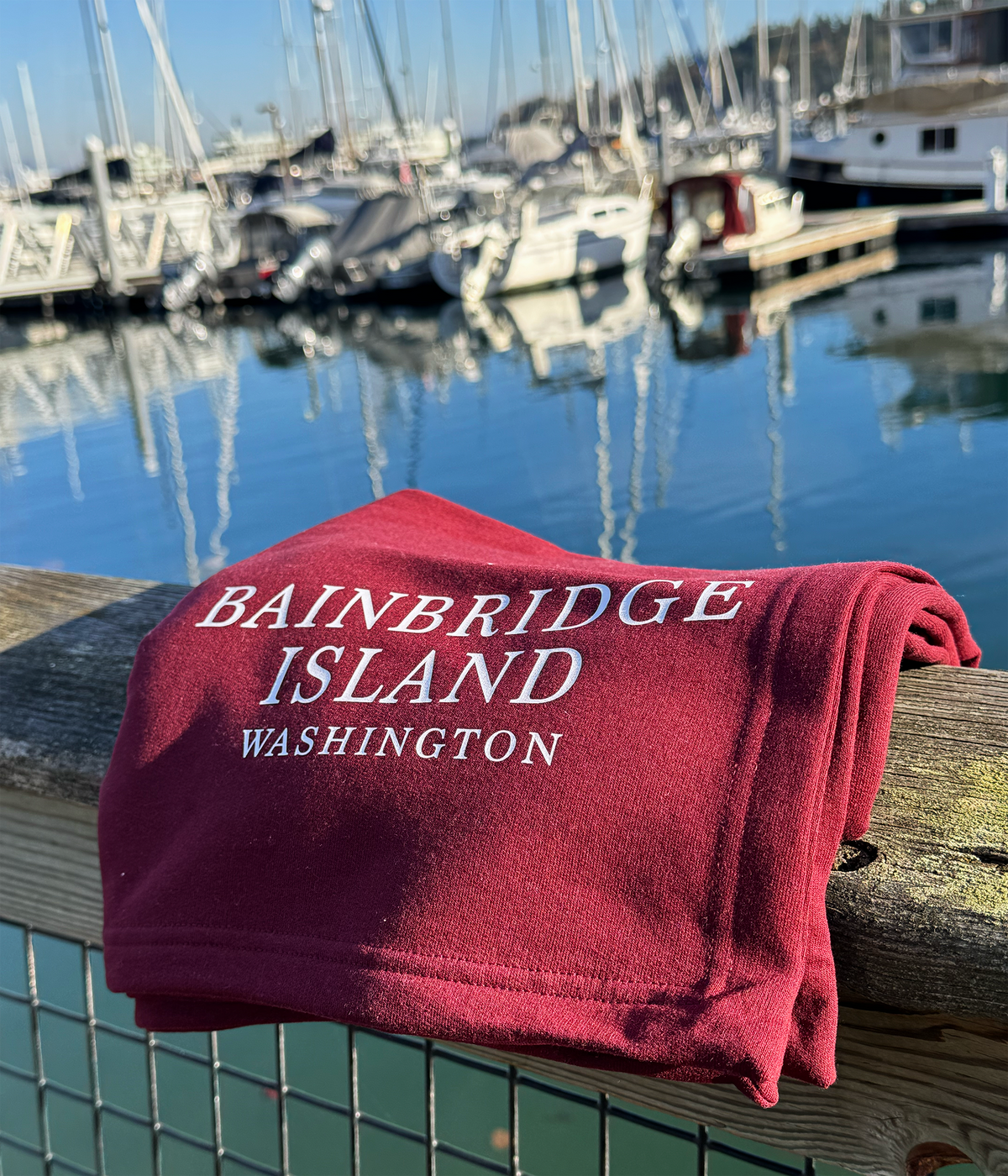 Bainbridge Island WA Sweatshirt Throw Blanket Anchor: Maroon