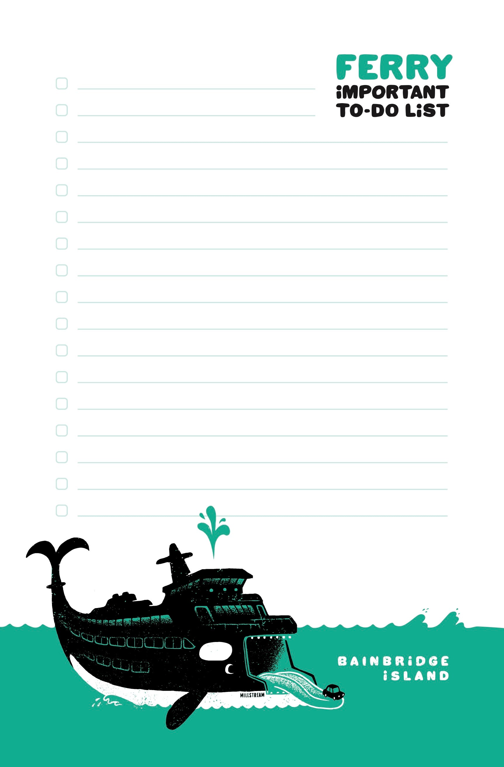 Bainbridge Island Orca Ferry Notepad 5.5" x 8.5"