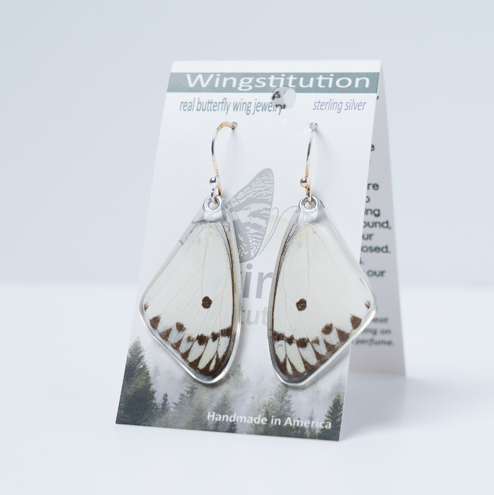 Belenois Calypso Paper White Butterfly Earrings