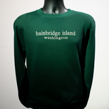 Bainbridge Island Forest Green Embroidered Crewneck