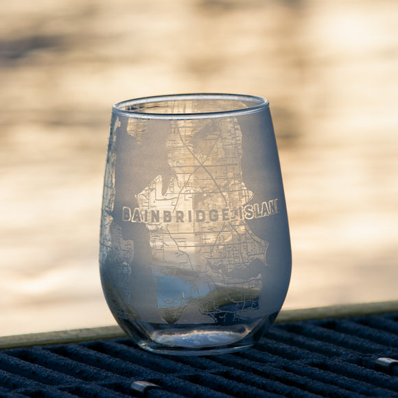 Bainbridge Island Engraved Wine Glasses