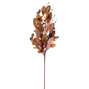 34" Lt Brown Fall Berry/Wood Leaf Spray