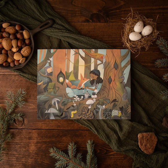Camping with Fox Greeting Card