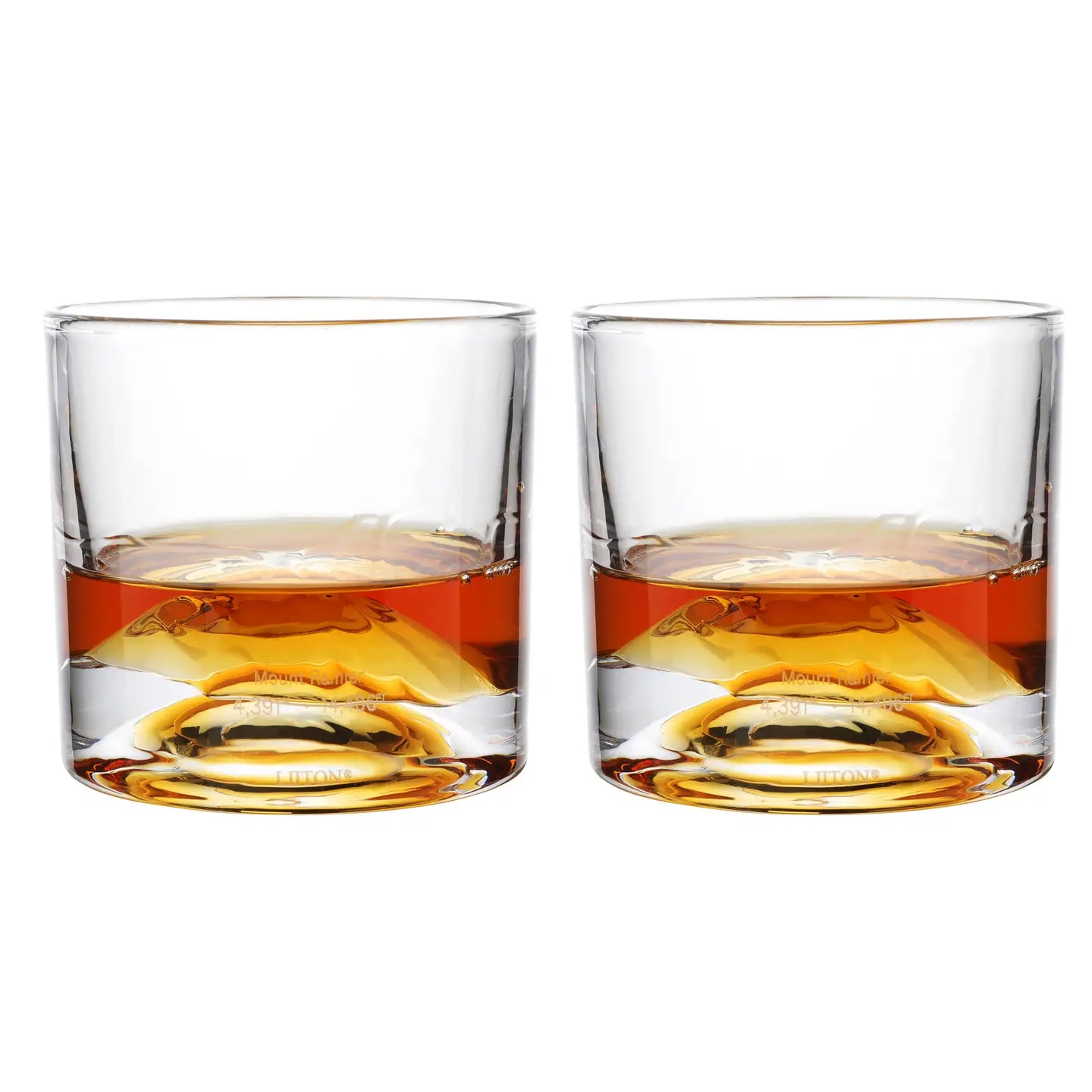 Cascades - Mt. Rainier - 2-Piece Crystal Whiskey Glass Set