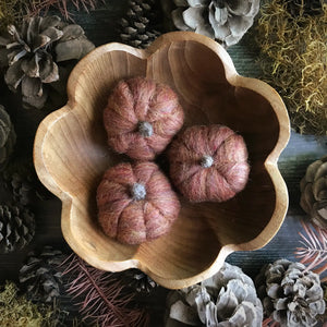 Cedar Brown Felted Wool Mini Pumpkin