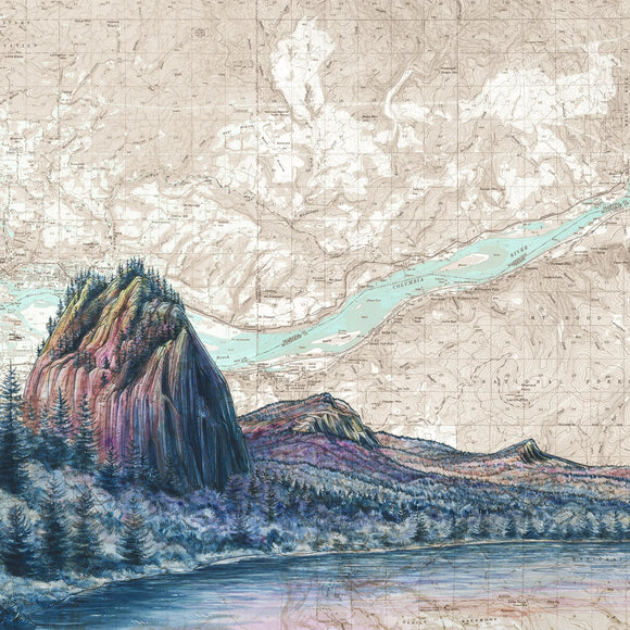 Columbia River Gorge, Beacon Rock Fine Art Matted Print