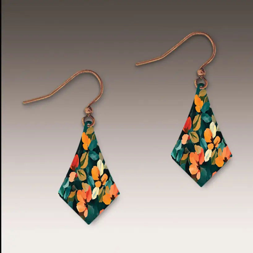 Dark Floral Dangle Handmade Earrings | HM03CBP