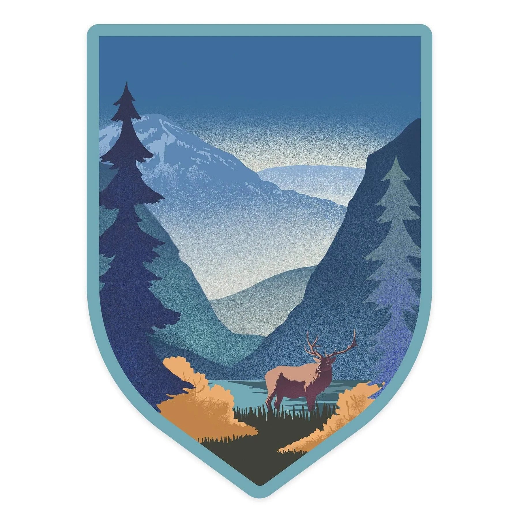 Olympic National Park Elk & Mountain Scene Sticker