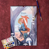 2024 Wall Art Calendar 18 x 12" - Fox and Girl Cover