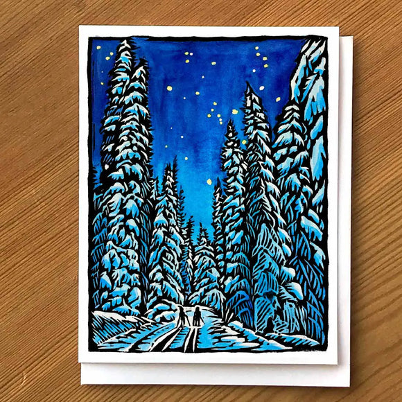 Full Moon Ski Notecard