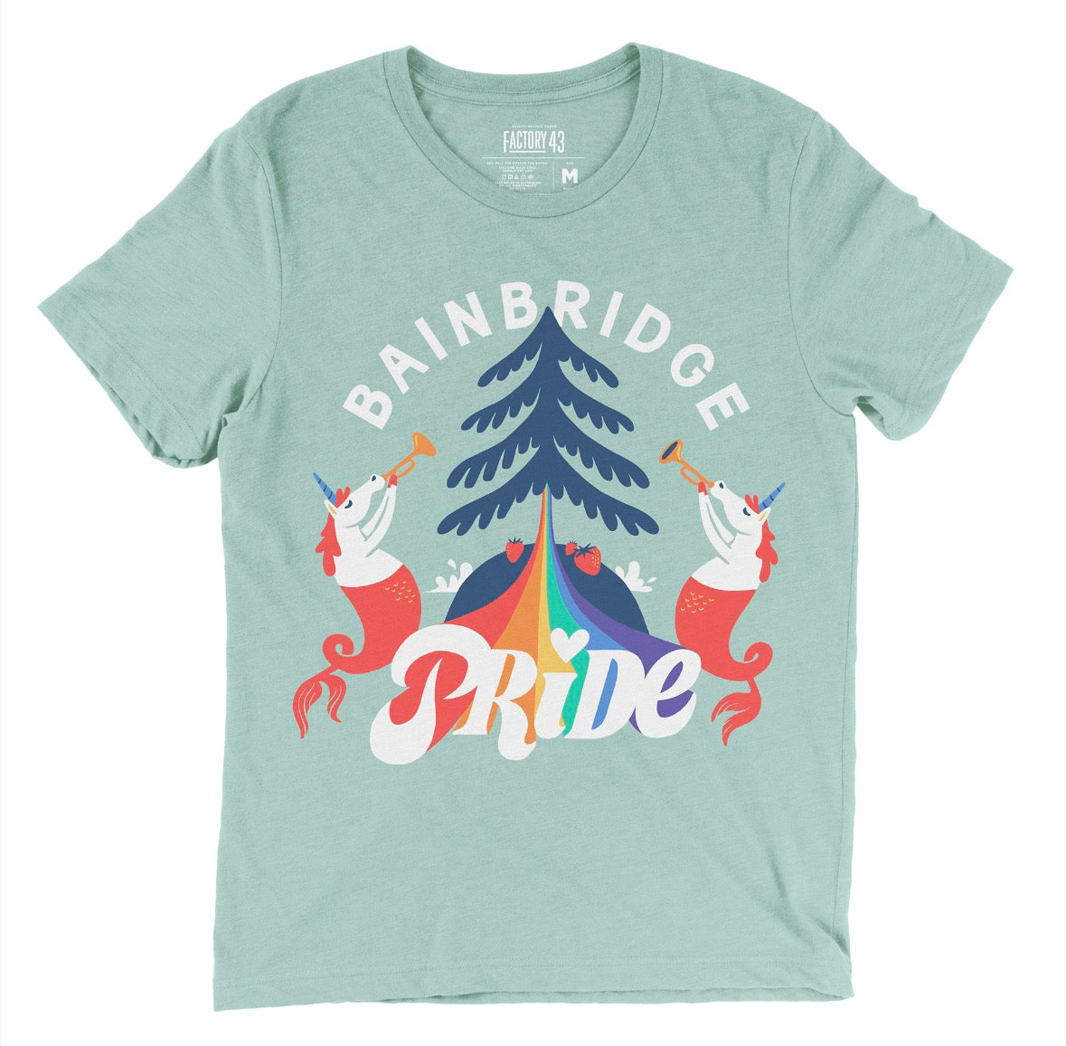Rooted in Pride Adult Dusty Blue Shirt - Bainbridge Pride