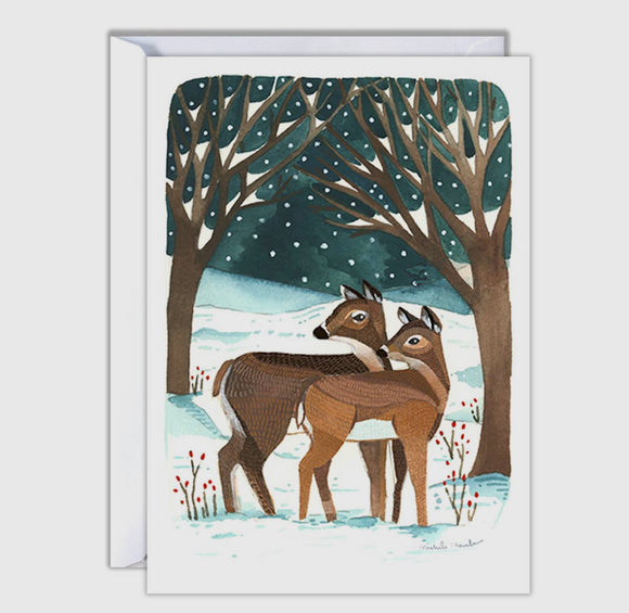 Winter Deer Blank Illustrated Card