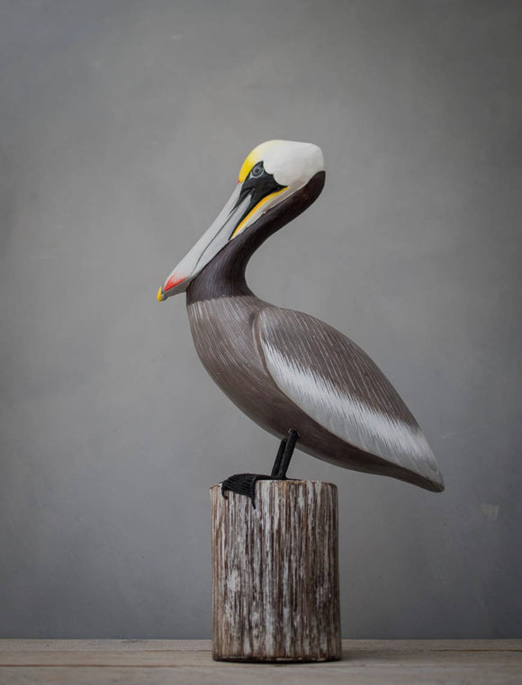 Pelican on Post 17” Hand Painted Decoy