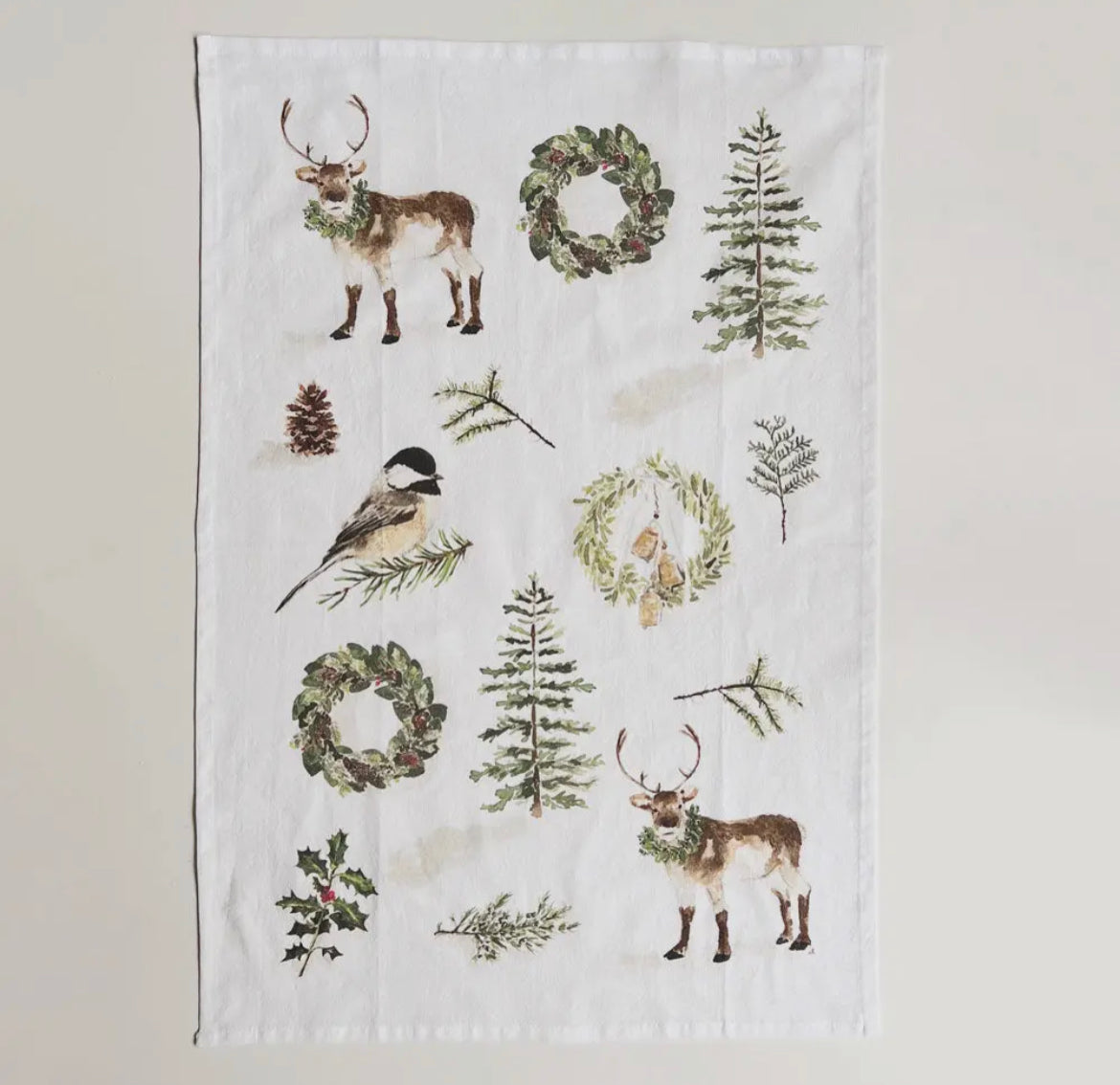 Evergreeen Christmas Tea Towel