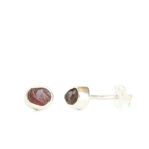 Rough Garnet Sterling Silver Studs